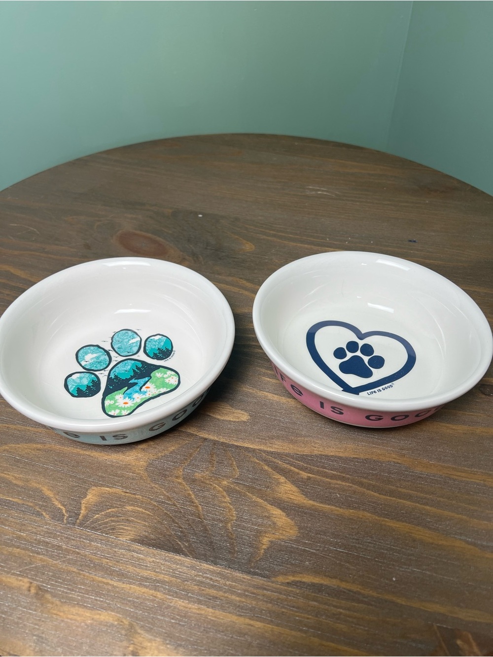 Life Is Good Ceramic Pet Food Water Bowl Set 6” Cat Dog Outdoors Gorpcore - Picture 2 of 13